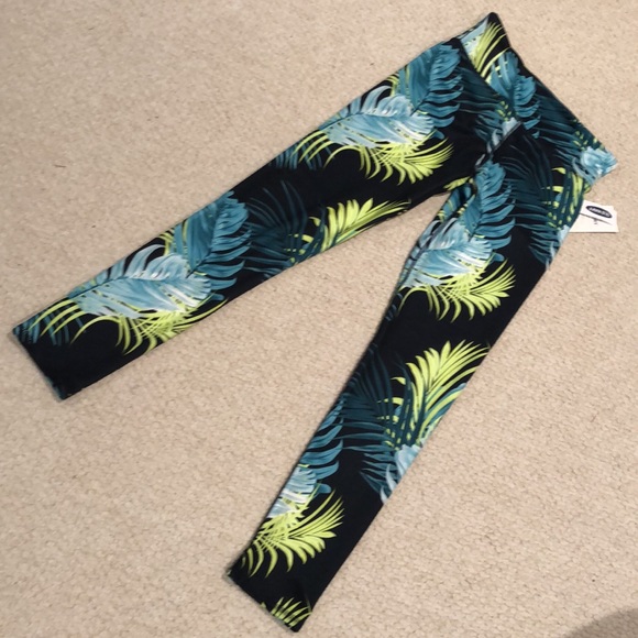 NWT Old Navy Girls Mid-Rise Elevate Leggings Size XL 14-16 tropical 🌴 - Picture 1 of 16